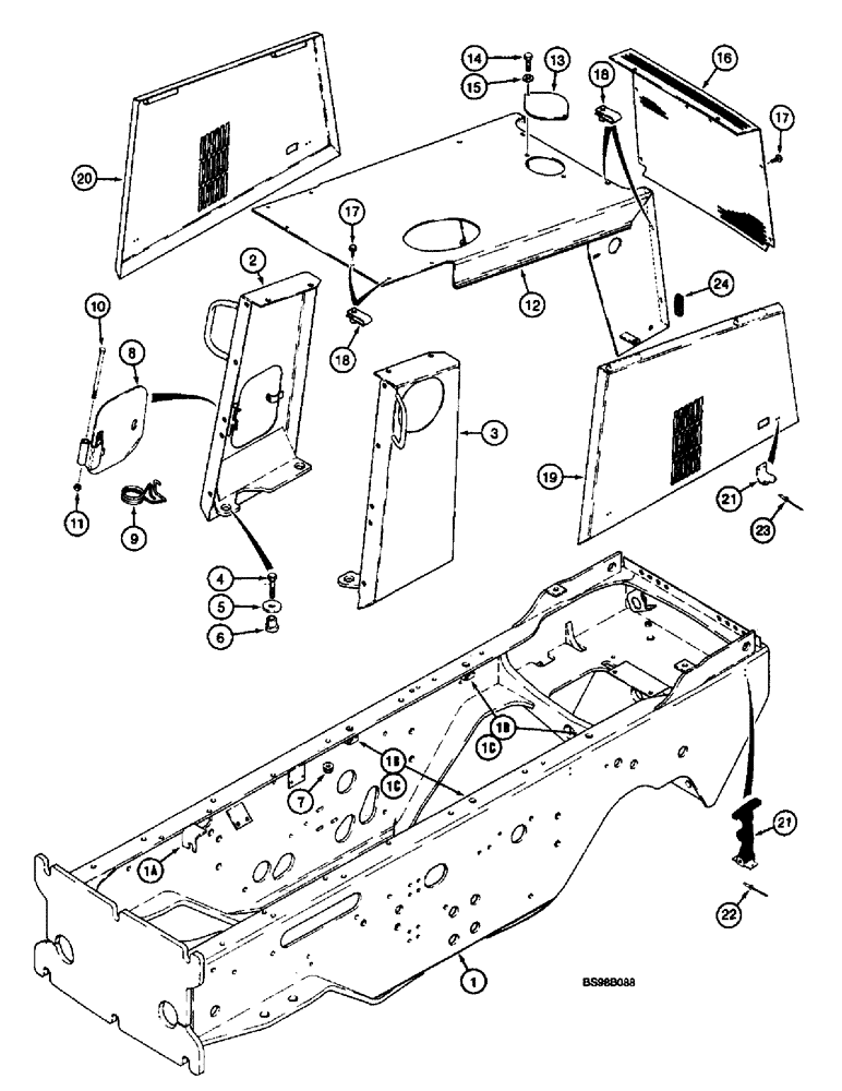 Схема запчастей Case 660 - (9-002) - CHASSIS, HOOD, AND GRILLE, USED ON MODELS WITH 4-390 ENGINE (09) - CHASSIS/ATTACHMENTS