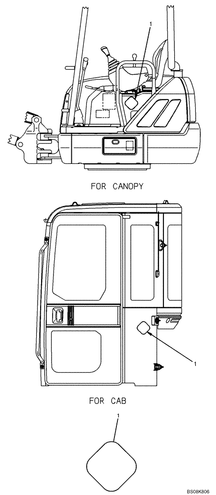 Схема запчастей Case CX27B BTW - (06-012) - NAME PLATE INSTALLATION (CEMA MARK) (YN22T00288F1) (90) - PLATFORM, CAB, BODYWORK AND DECALS