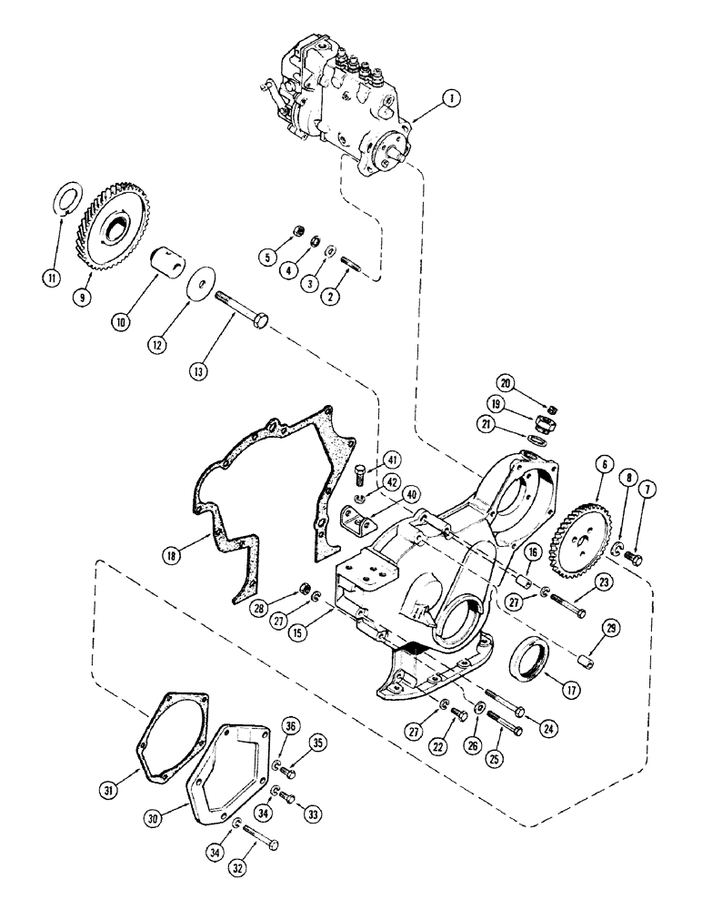 Схема запчастей Case 680CK - (034) - FUEL INJECTION PUMP AND DRIVE, (301B) DIESEL ENGINE (10) - ENGINE