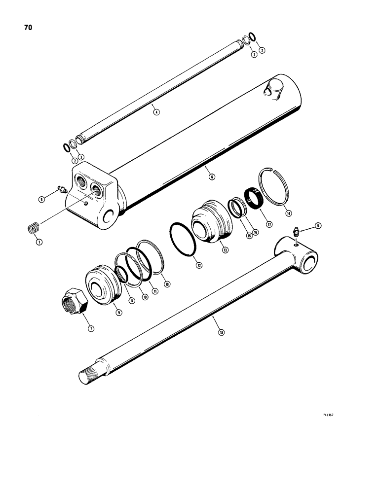 Схема запчастей Case D100XR - (7-070) - H600841 BOOM, DIPPER ARM AND BUCKET CYLINDERS, LANTEX NO. 2781-TM (GLAND RETAINED BY RING) 