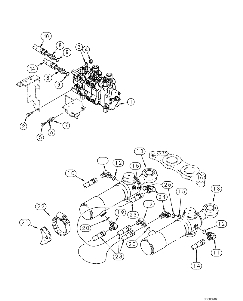 Схема запчастей Case 590SM - (08-09) - HYDRAULICS - CYLINDER, BACKHOE SWING (08) - HYDRAULICS