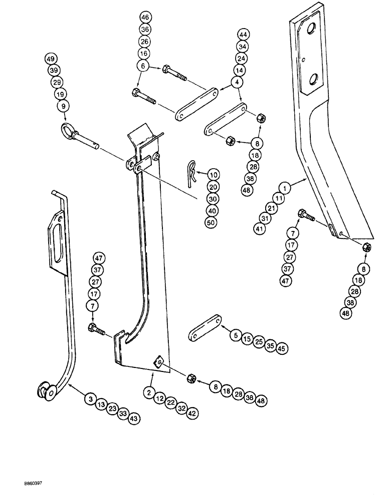 Схема запчастей Case MAXI-SNEAKER - (09-050) - PLOW BLADES AND CHUTES, BENT BLADE, 3/8 - 5/8 INCH CLEARANCE (09) - CHASSIS/ATTACHMENTS