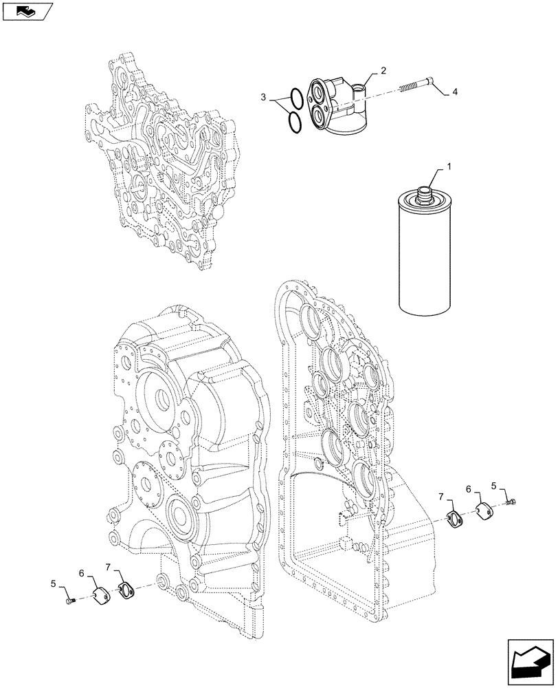 Схема запчастей Case 621F - (21.211.AG) - TRANSMISSION, OIL FILTER AND FILLER COVERS (21) - TRANSMISSION