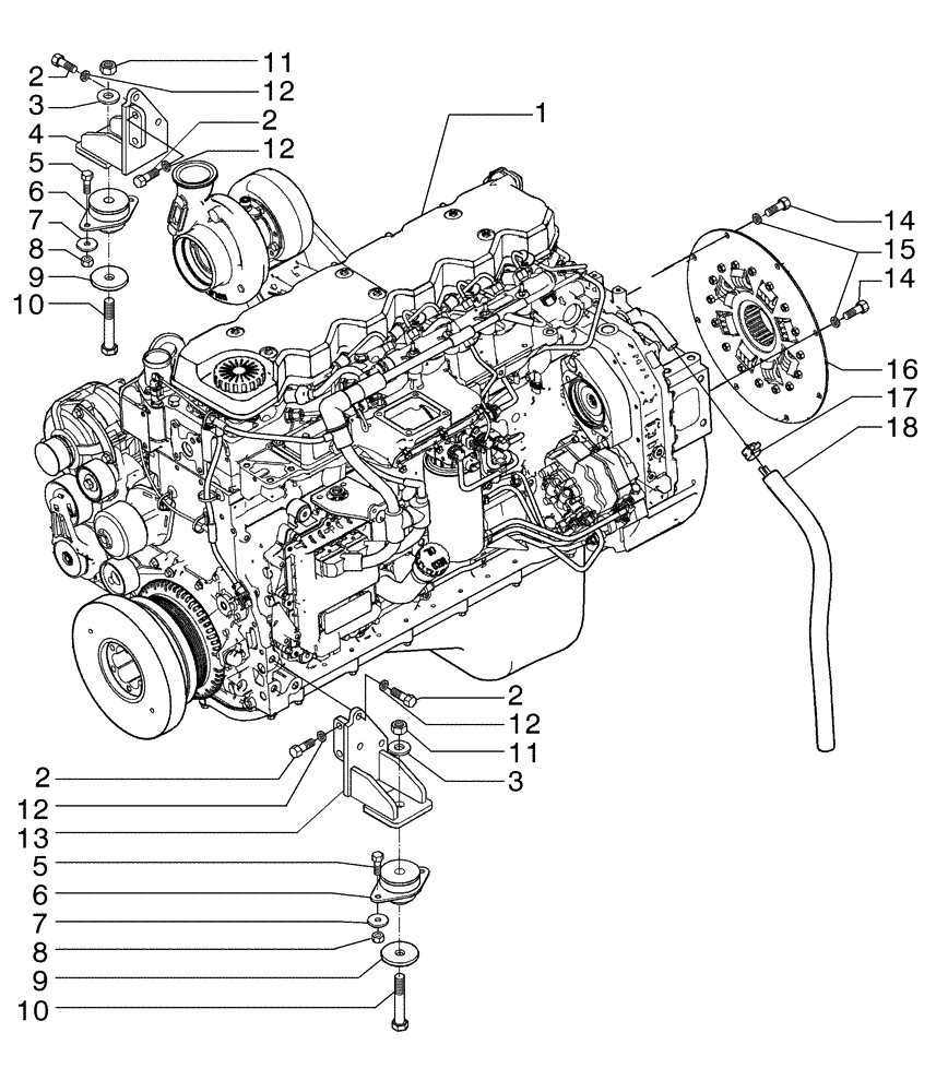 Схема запчастей Case 845B - (02-01[01]) - ENGINE AND SUPPORTS (02) - ENGINE