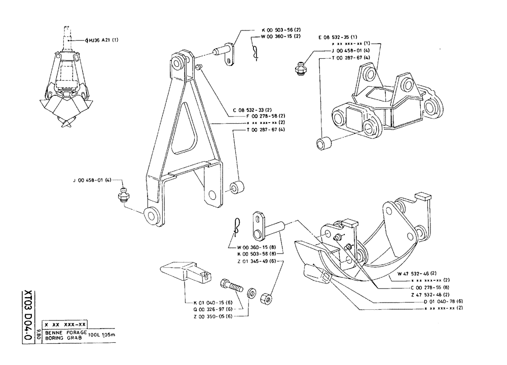 Схема запчастей Case 75C - (XT03 D04.0) - BORING GRAB - 1,05 M 100 L (18) - ATTACHMENT ACCESSORIES