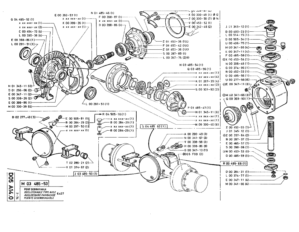 Схема запчастей Case TY45 - (D05 A14.0) - DECLUTCHABLE TYPE AXLE - 6 X 37 (04) - UNDERCARRIAGE