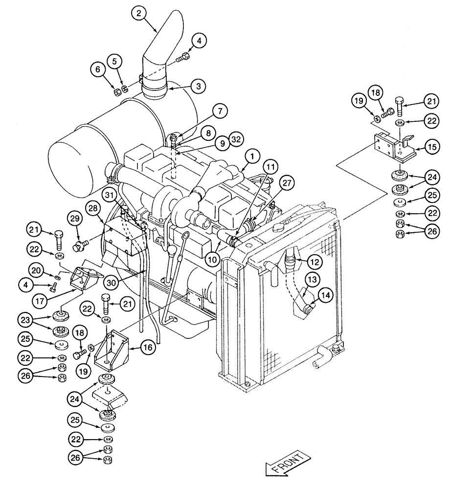 Схема запчастей Case 9050 - (2-02) - ENGINE, MOUNTING AND ADAPTING PARTS (02) - ENGINE