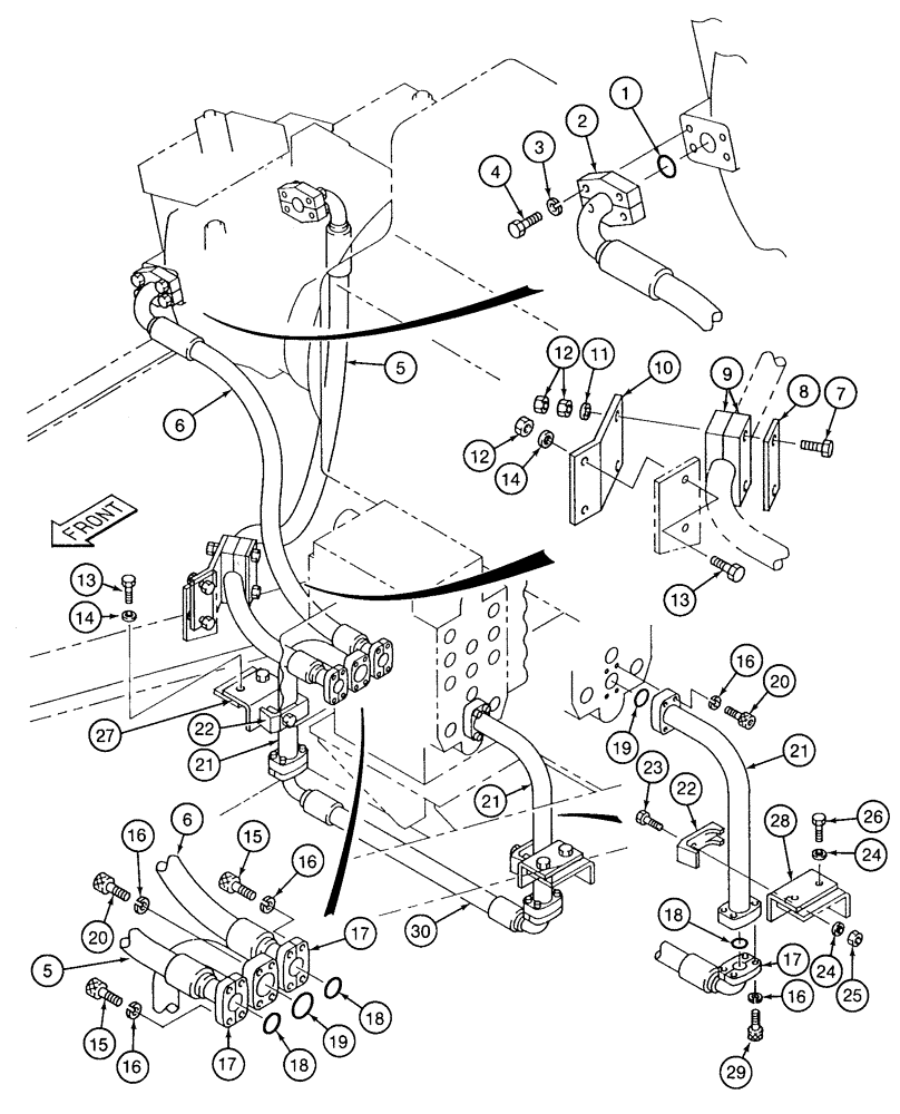 Схема запчастей Case 9050 - (8-08) - BASIC HYDRAULIC CIRCUIT, PUMP TO VALVE (08) - HYDRAULICS