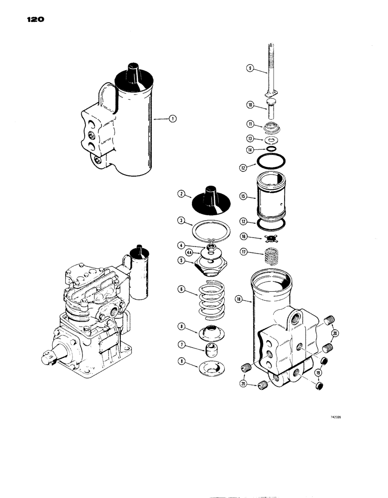 Схема запчастей Case W14 - (120) - AIR COMPRESSOR GOVERNOR (09) - CHASSIS