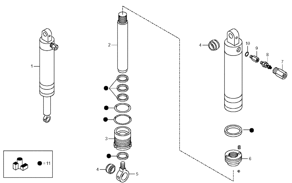 Схема запчастей Case 330 - (38D00000013[01]) - CYLINDER FRONT SUSPENSION (09) - Implement / Hydraulics / Frame / Brakes