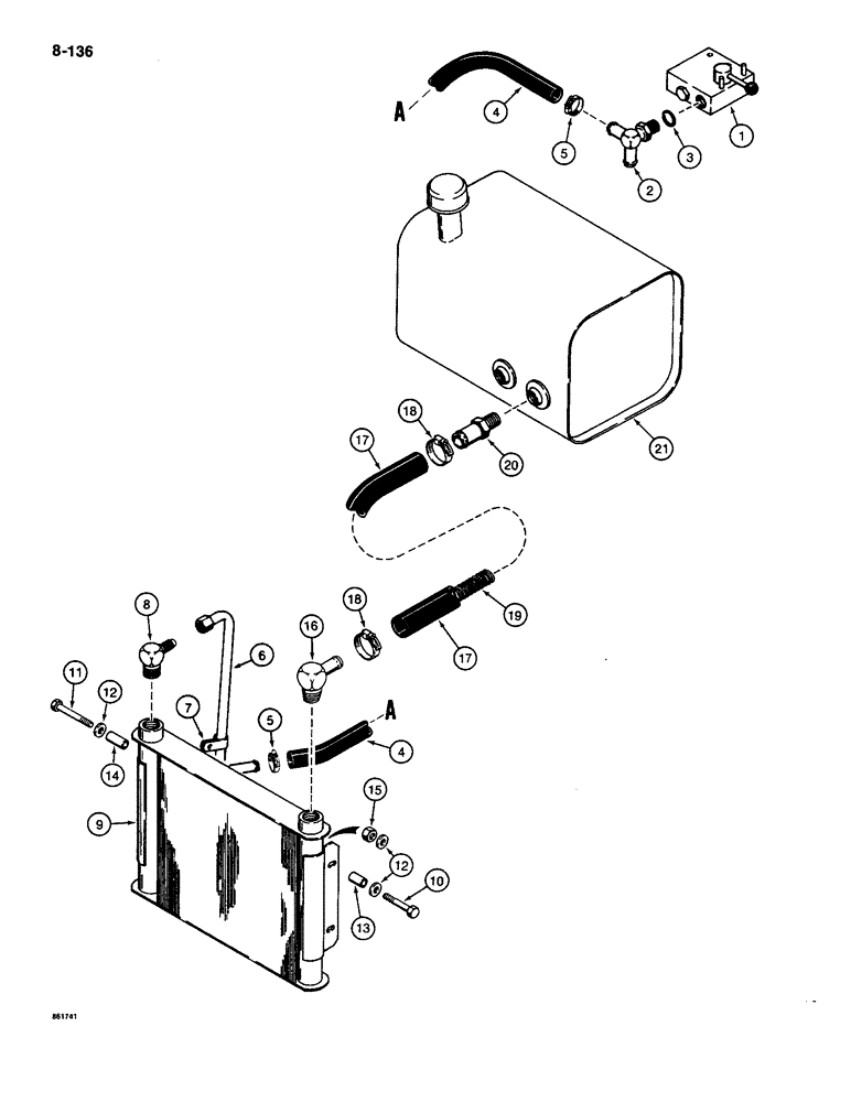 Схема запчастей Case CASE - (8-136) - BASIC HYDRAULIC CIRCUIT, OIL COOLER AND RETURN LINES (08) - HYDRAULICS