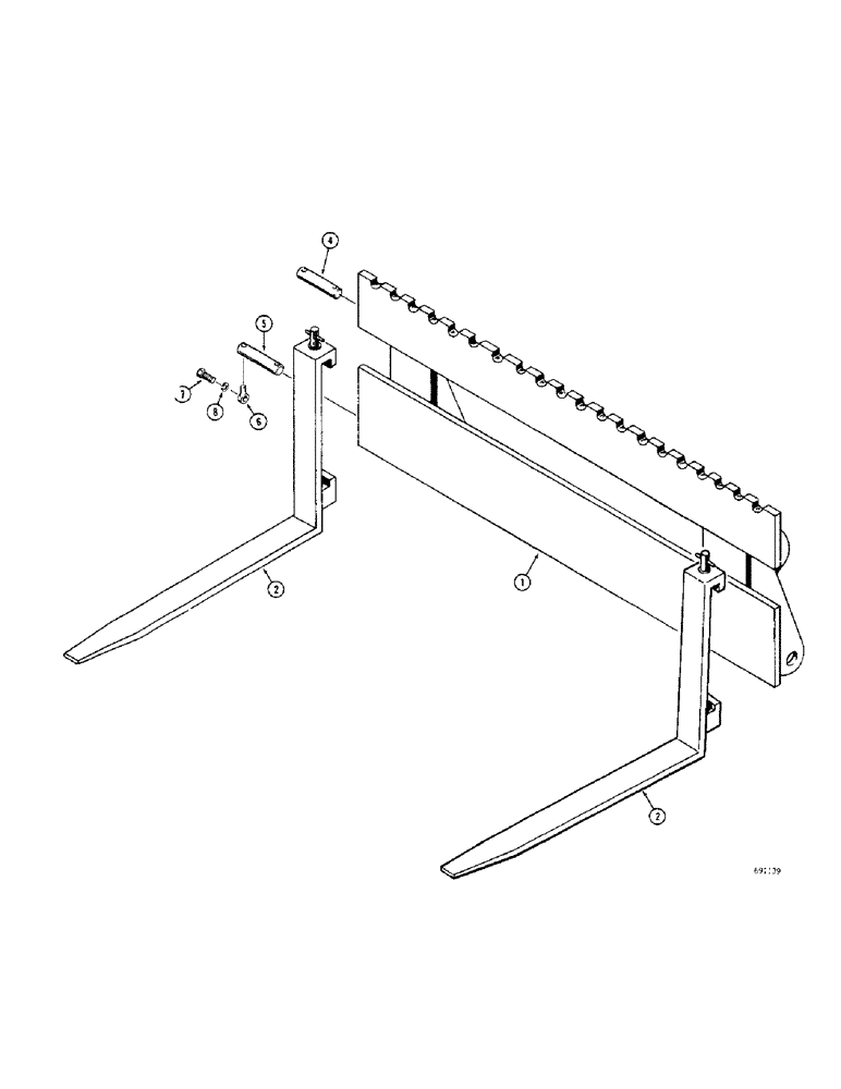 Схема запчастей Case W9B - (206) - FORK LIFT ATTACHMENT (09) - CHASSIS