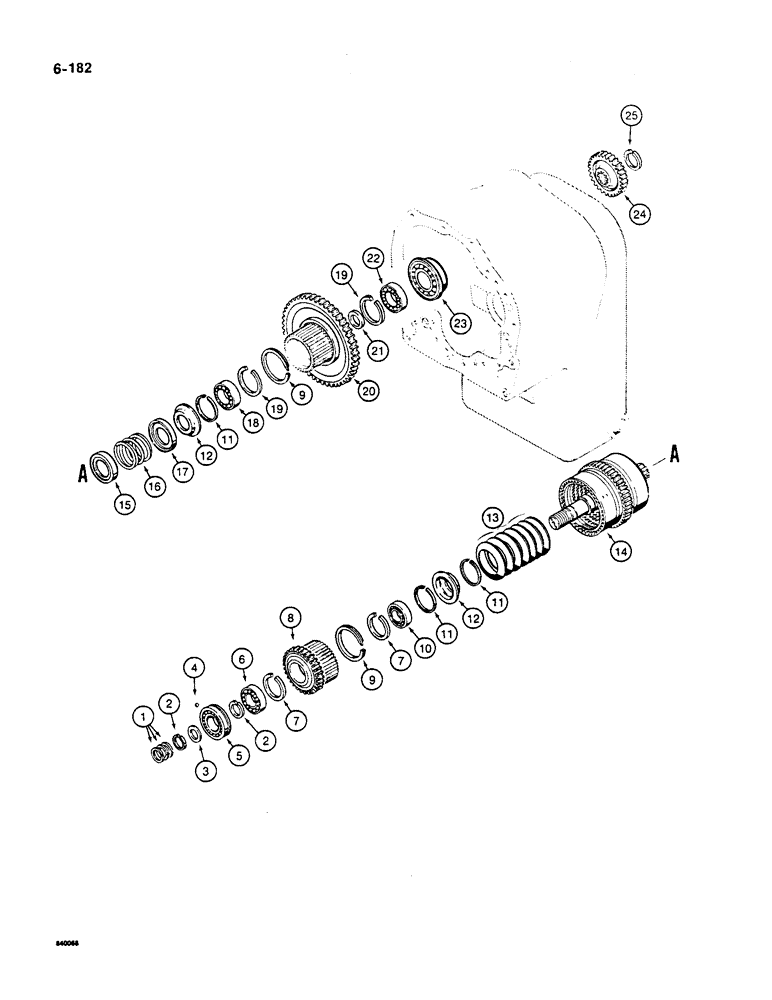 Схема запчастей Case W36 - (6-182) - TRANSMISSION ASSEMBLY, FORWARD AND THIRD CLUTCH SHAFT PARTS (06) - POWER TRAIN