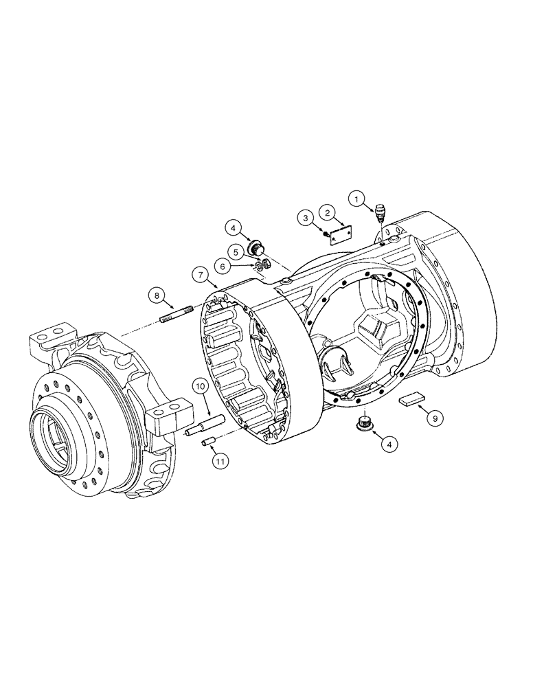 Схема запчастей Case 845 - (06-56[01]) - REAR AXLE GRAZIANO - CENTER HOUSING (06) - POWER TRAIN