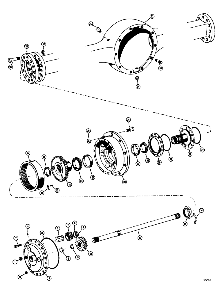 Схема запчастей Case W7 - (224) - RIGID AXLE AND PLANETARY (06) - POWER TRAIN