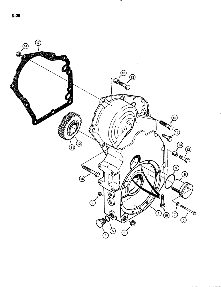 Схема запчастей Case W11B - (6-026) - FUNK TRANSMISSION, FRONT HOUSING AND IDLER (06) - POWER TRAIN