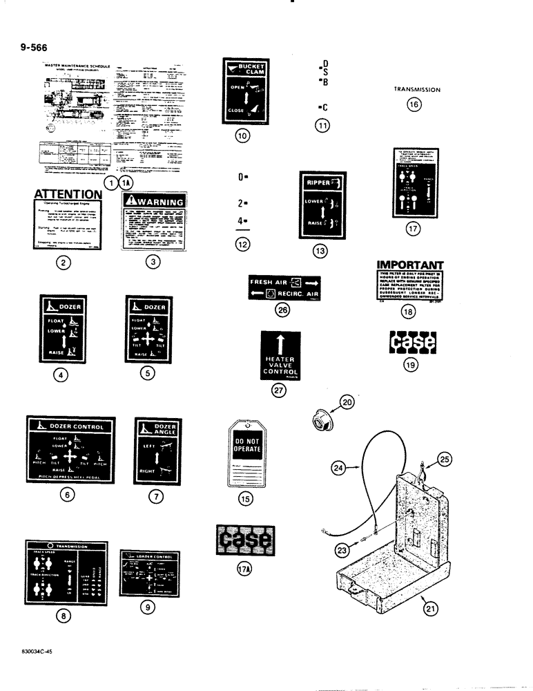 Схема запчастей Case 1455B - (9-566) - DECALS (09) - CHASSIS/ATTACHMENTS