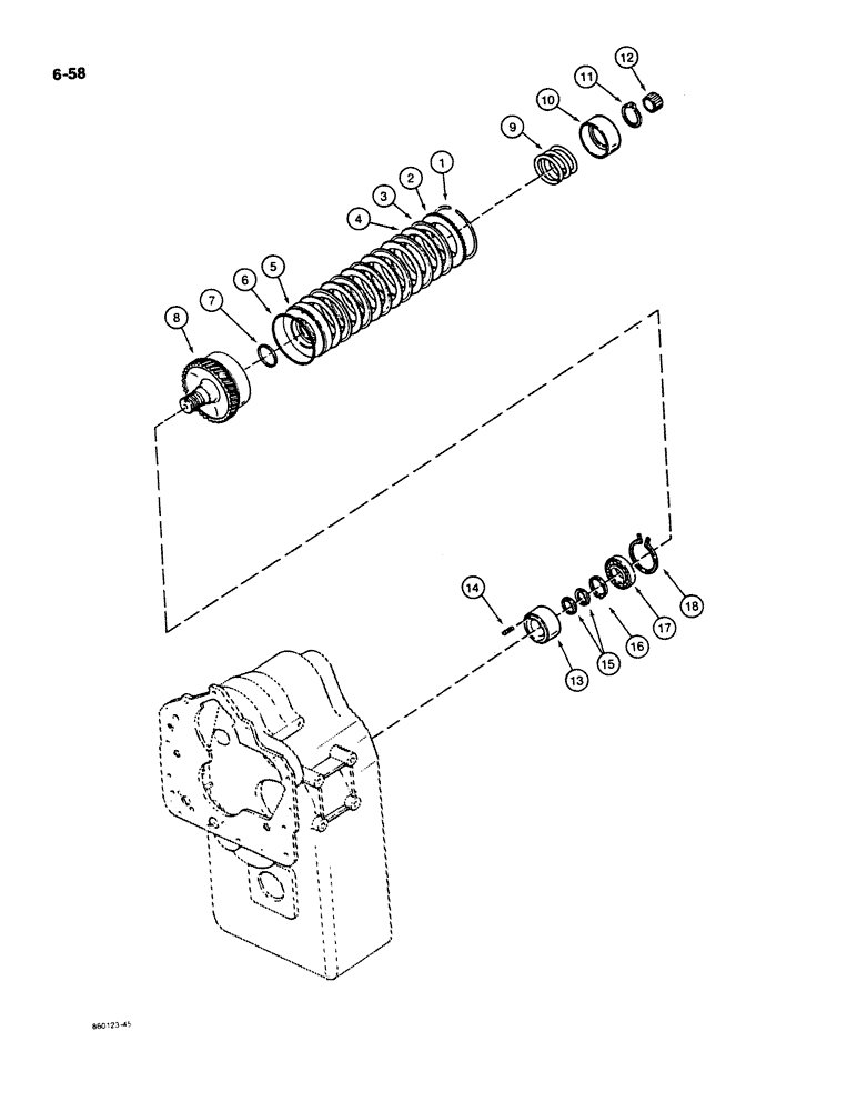 Схема запчастей Case W11B - (6-058) - CLARK TRANSMISSION, THIRD CLUTCH ASSEMBLY (06) - POWER TRAIN