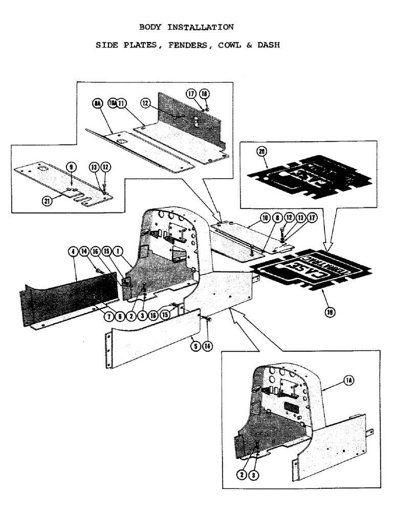 Схема запчастей Case 1000C - (172) - BODY INSTALLATION, SIDE PLATES, FENDERS, COWL AND DASH (05) - UPPERSTRUCTURE CHASSIS