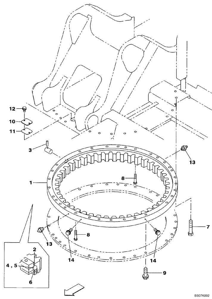 Схема запчастей Case CX225SR - (09-14) - TURNTABLE BEARING (09) - CHASSIS/ATTACHMENTS