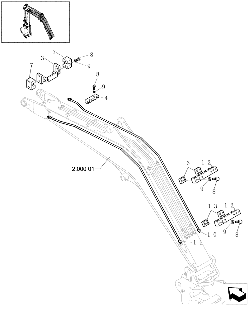 Схема запчастей Case CX31B - (2.000[05A]) - HYD LINES BOOM - N&B (35) - HYDRAULIC SYSTEMS