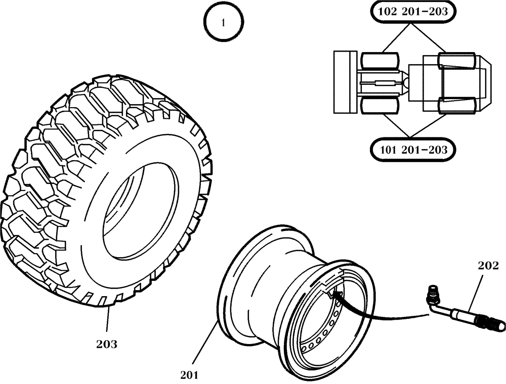 Схема запчастей Case 121E - (05.099[2941978000]) - WHEELS 12.5-20 MPT IND SG (44) - WHEELS