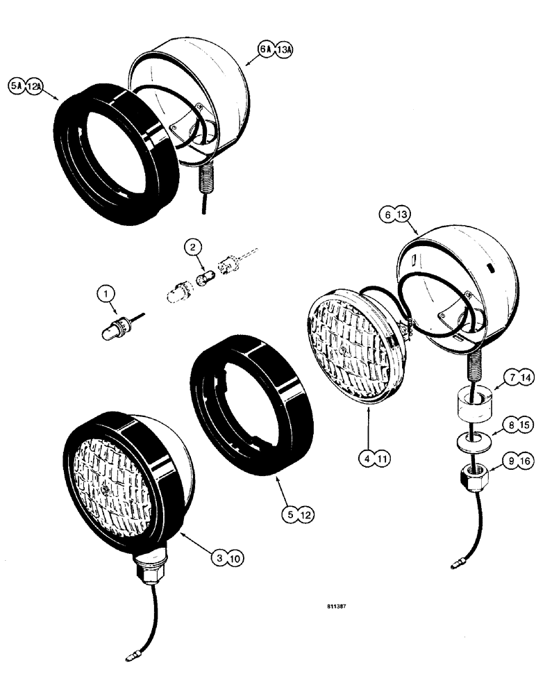 Схема запчастей Case W14 - (190) - LAMPS, USED BEFORE PIN 9154965, INSTRUMENT PANEL LAMP, FRONT (04) - ELECTRICAL SYSTEMS