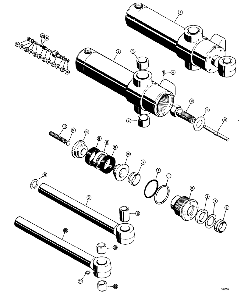 Схема запчастей Case 34 - (170) - BACKHOE SWING CYLINDERS WITH NON-ADJUSTABLE TYPE RELIEF VALVE 