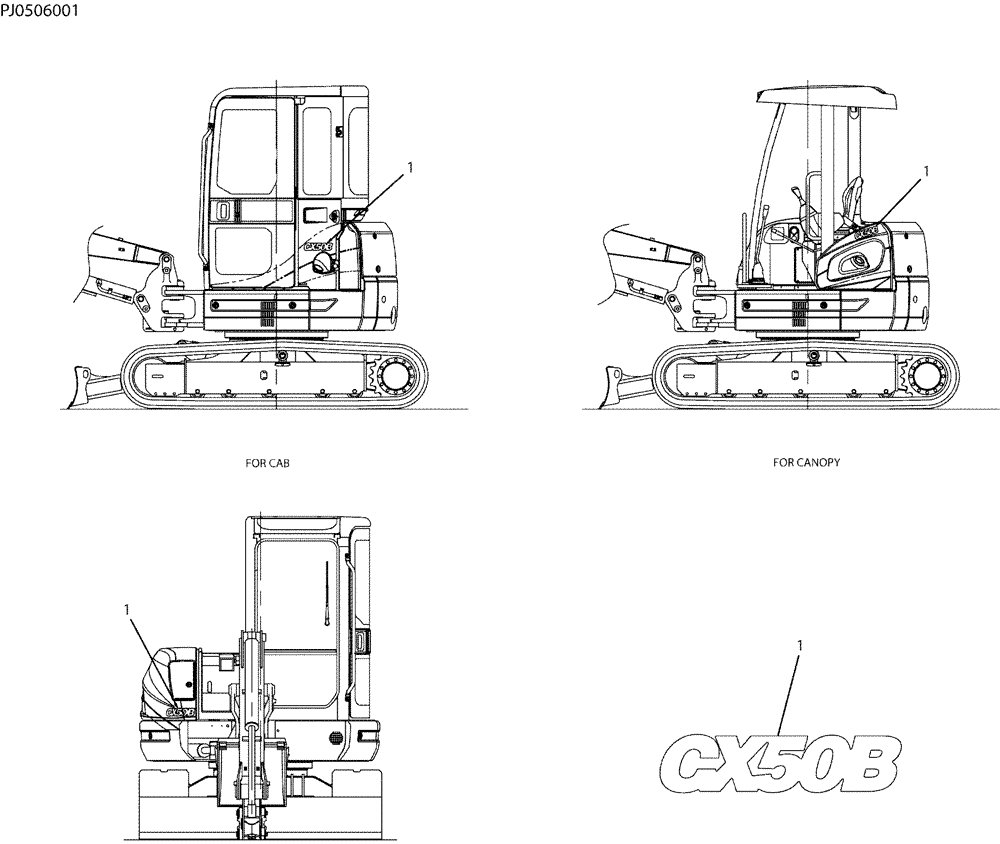 Схема запчастей Case CX50B - (06-016) - NAME PLATE INSTAL, (MODEL) (90) - PLATFORM, CAB, BODYWORK AND DECALS