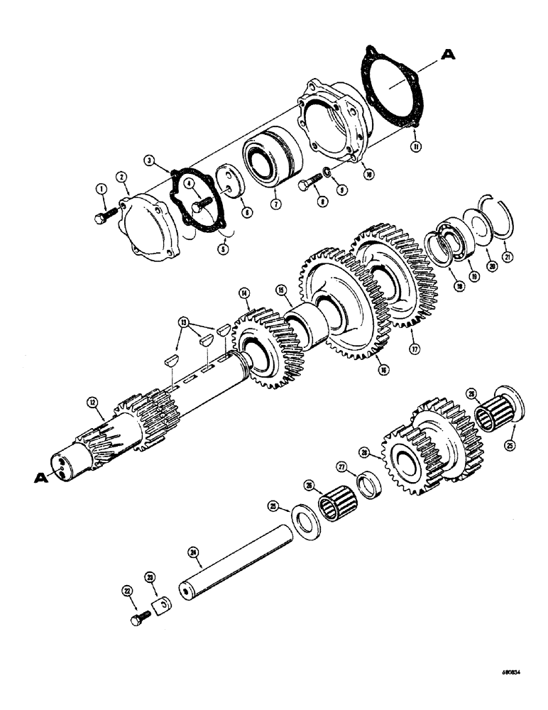 Схема запчастей Case 300 - (046) - TRANSMSN ASSY,TRACTOR S/ N 5255 - 5769,CNTRSHFT & REVRS IDLER PARTS,CTRSHFT PARTS, REVRS IDLER PARTS (03) - TRANSMISSION