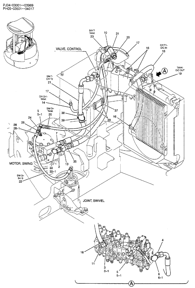 Схема запчастей Case CX50B - (02-030) - HYDRAULIC LINES, RETURN P/N PH32H00004F1 (05) - SUPERSTRUCTURE