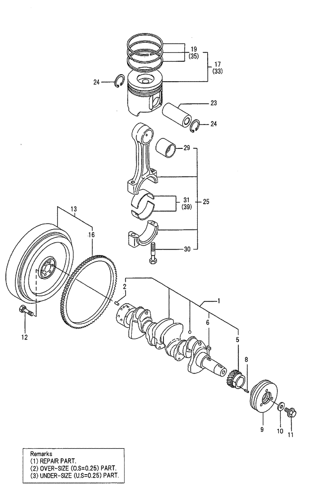 Схема запчастей Case CX50B - (09-008) - CRANKSHAFT & PISTON ENGINE COMPONENTS