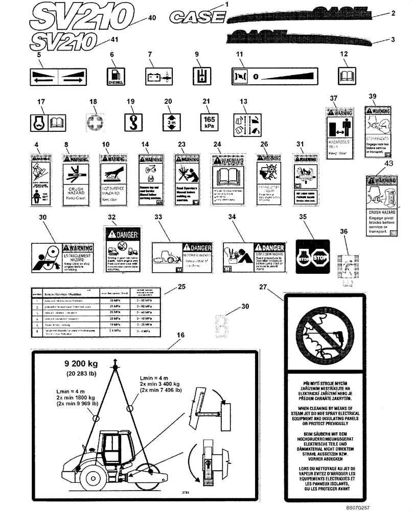 Схема запчастей Case SV210 - (12-028-00[02]) - DECALS, ENGLISH (NA) (GROUP 510 / 69) (ND104963) (ND111482) (09) - CHASSIS/ATTACHMENTS