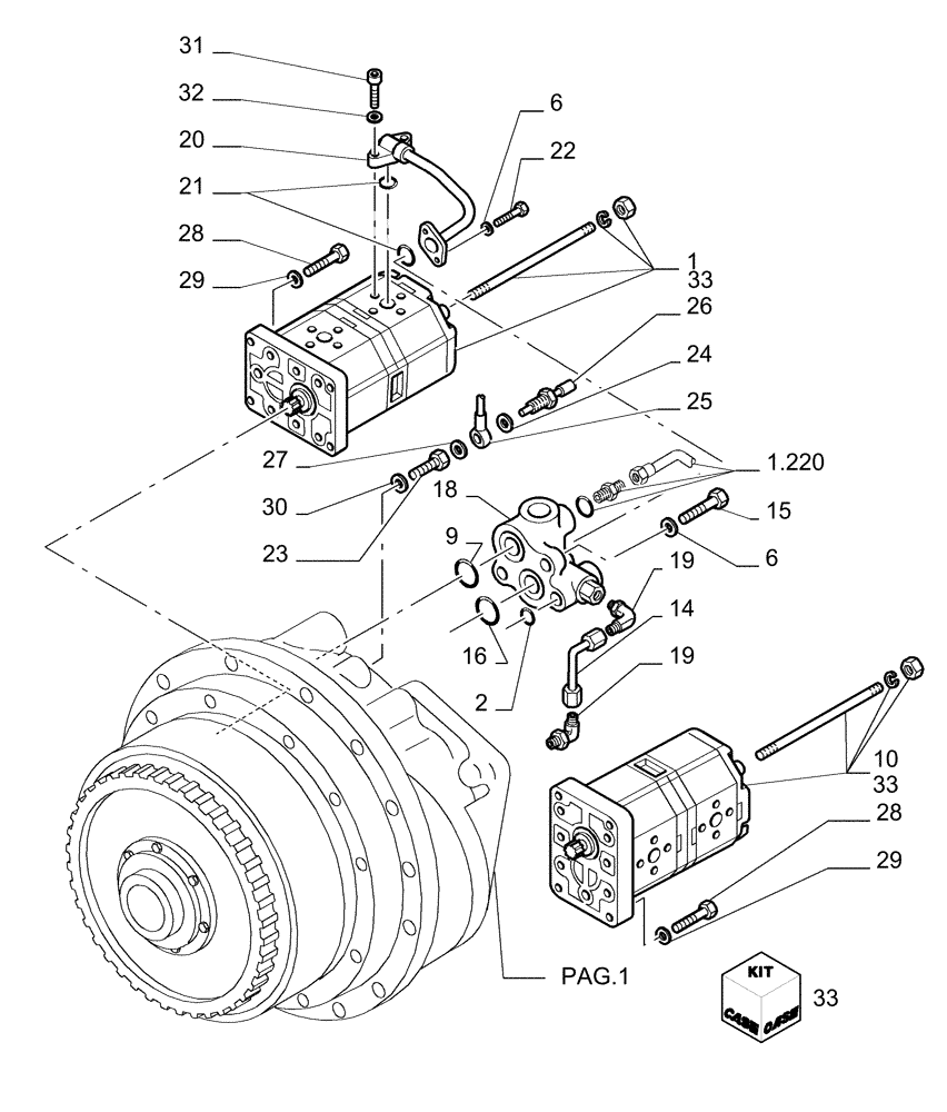 Схема запчастей Case 1850K - (1.200[03]) - UNIT TORQUE CONVERTER Hydrostatic Transmission