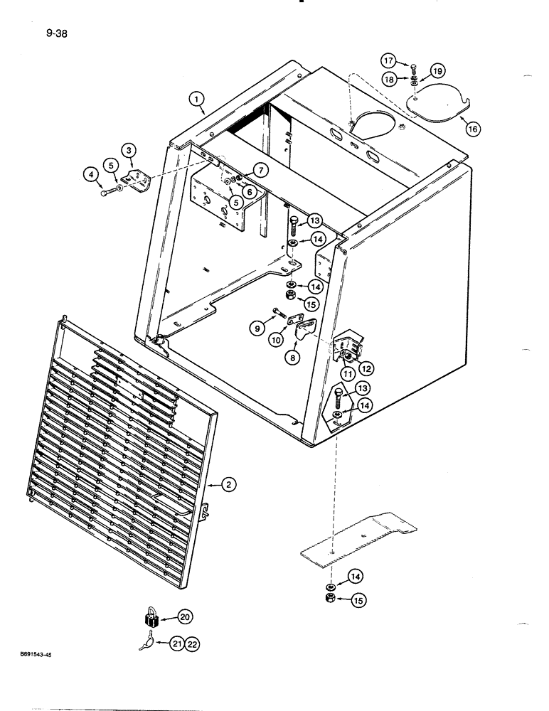 Схема запчастей Case 821 - (9-038) - RADIATOR GUARD AND GRILLE (09) - CHASSIS/ATTACHMENTS