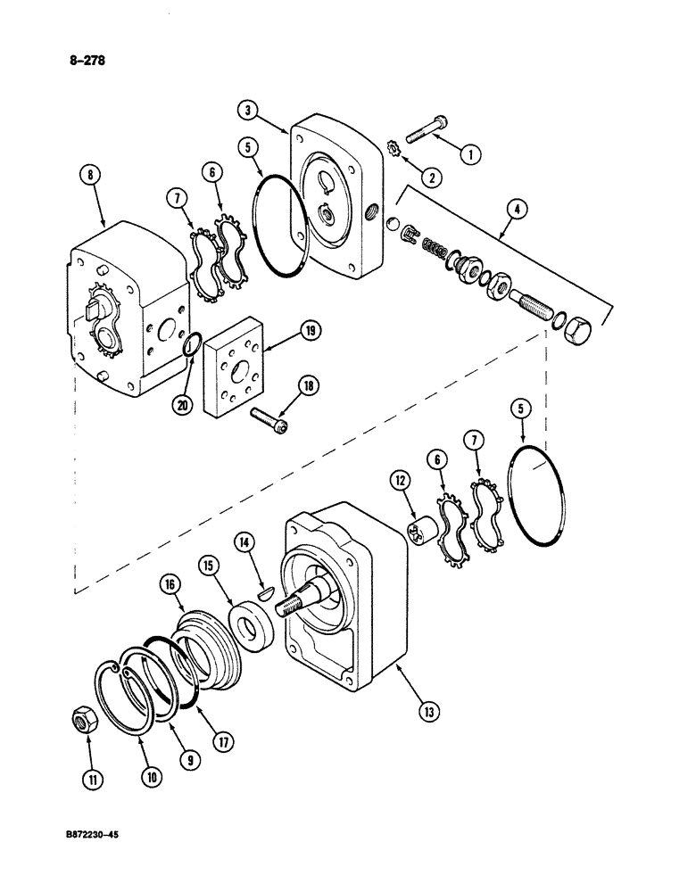 Схема запчастей Case 125B - (8-278) - OIL COOLER FAN MOTOR, MOTOR SERIAL NUMBER 60200000 AND AFTER (08) - HYDRAULICS