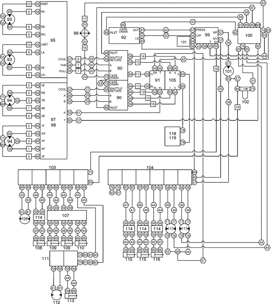 Схема запчастей Case 6030 - (08-01) - HYDRAULICS HOSES AND TUBES (08) - HYDRAULICS