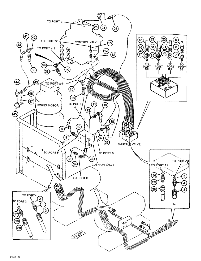 Схема запчастей Case 9010B - (8-030) - BOOM CONTROL LINES (08) - HYDRAULICS