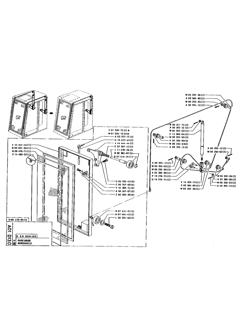 Схема запчастей Case 220 - (004) - WINDSHIELD (12) - Chassis/Attachments