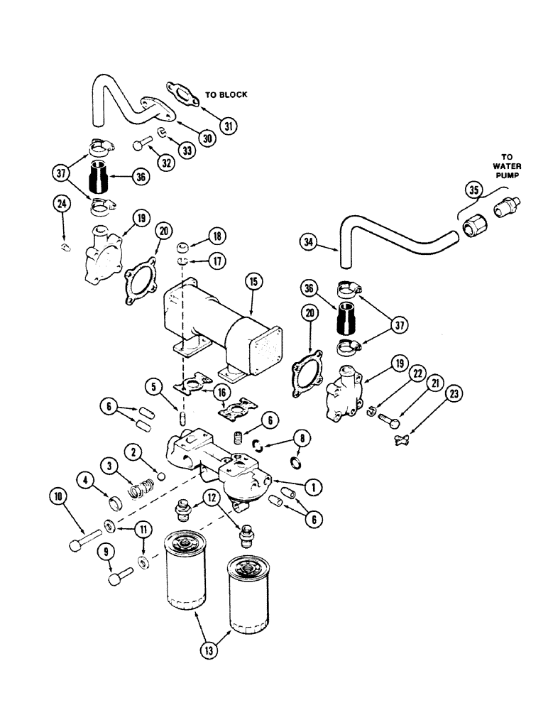 Схема запчастей Case 40 - (006) - OIL FILTER AND HEAT EXHANGER, 504BDT ENGINE (10) - ENGINE