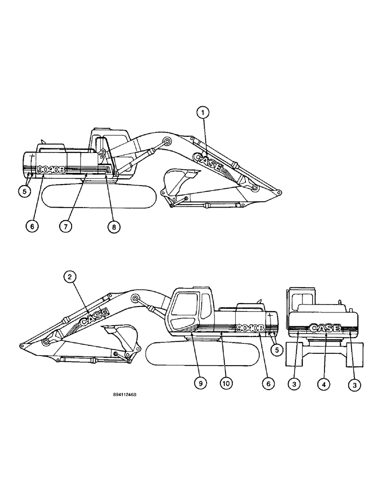 Схема запчастей Case 9040B - (9-142) - DECALS, MODEL IDENTIFICATION AND STRIPING (09) - CHASSIS