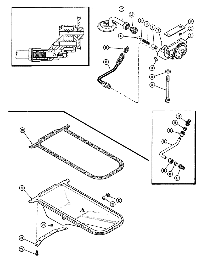 Схема запчастей Case 880B - (026) - OIL PUMP & OIL PAN, 336BDT DIESEL ENGINE (01) - ENGINE