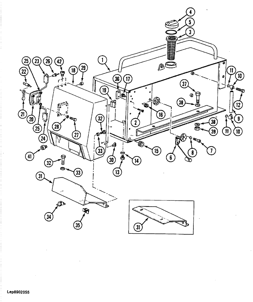 Схема запчастей Case 688 - (3-06) - FUEL TANK AND STORAGE COMPARTMENT, P.I.N. FROM 74316 TO 74485, 11501 AND AFTER (03) - FUEL SYSTEM