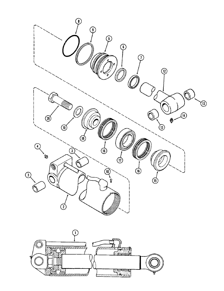 Схема запчастей Case 880 - (252) - TOOL CYLINDER, 5" DIA. CYLINDER W/31-3/32" STROKE (07) - HYDRAULIC SYSTEM