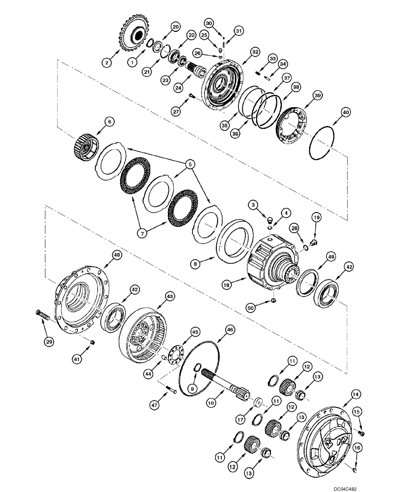 Схема запчастей Case 845 - (06.34[00]) - REAR AXLE DANA - PLANTARY REDUCTION AND SERVICE BRAKE (06) - POWER TRAIN