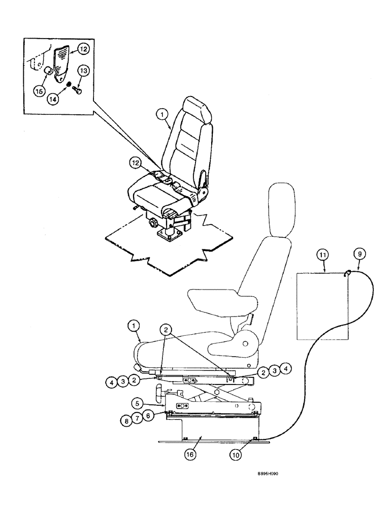 Схема запчастей Case 9060B - (9-034) - SEAT, SEAT BELT AND OPERATORXD5 S MANUAL TETHER (09) - CHASSIS