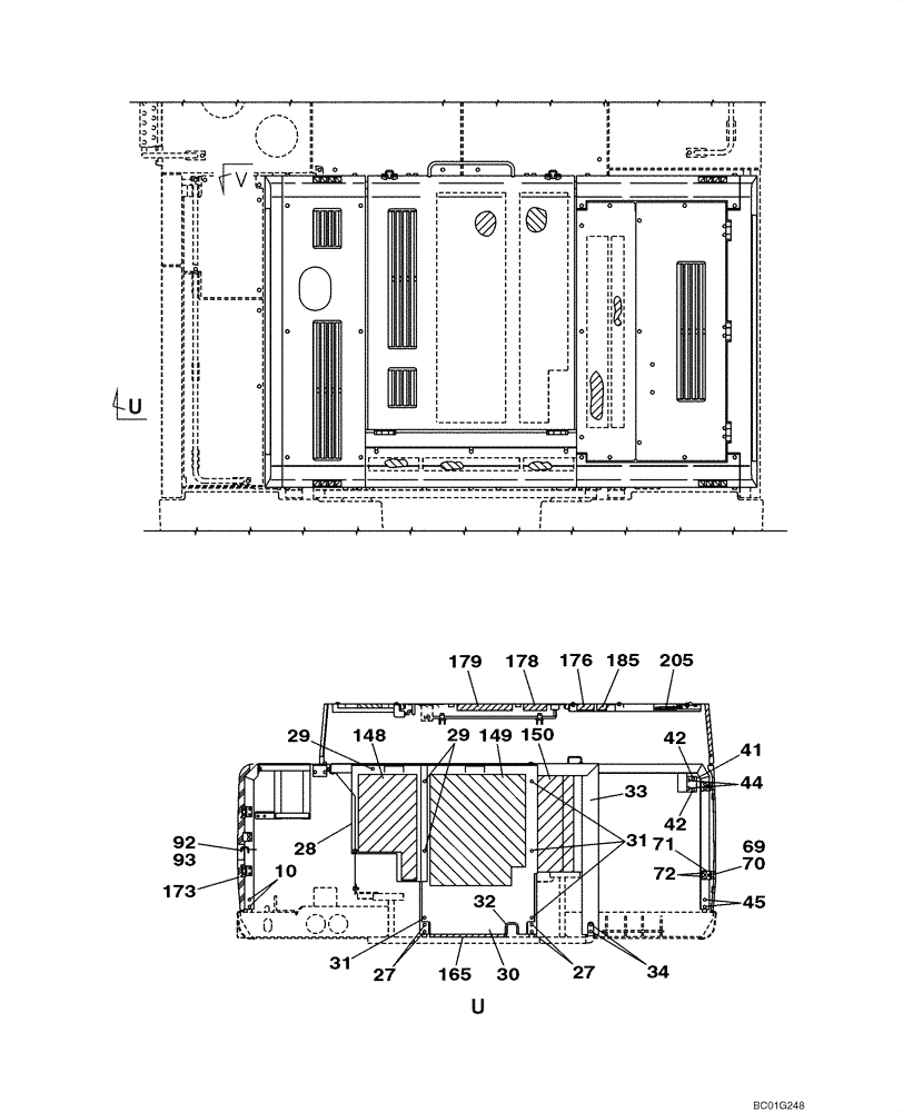 Схема запчастей Case CX800 - (09-15) - HOOD, ENGINE - INSULATION (09) - CHASSIS