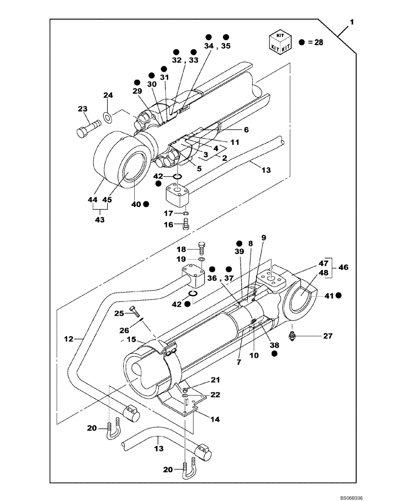 Схема запчастей Case CX700 - (08-300-00[01]) - BOOM CYLINDER - RIGHT (WITHOUT VALVE, PRESSURE RELIEF) (08) - HYDRAULICS