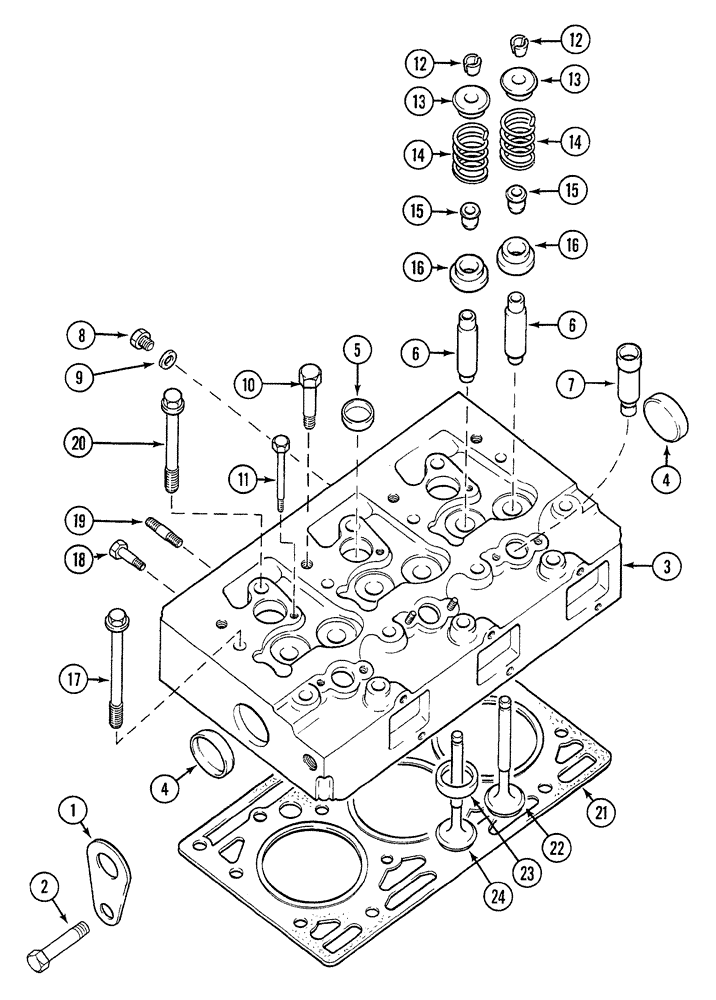 Схема запчастей Case 380B - (2-28) - CYLINDER HEAD (02) - ENGINE