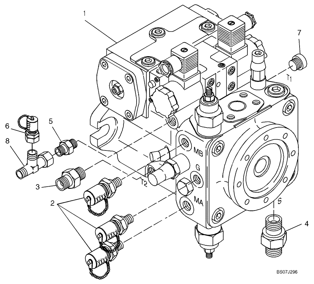 Схема запчастей Case 21E - (22.060[2987246000]) - AXIAL PISTON PUMP INSTALLATION (35) - HYDRAULIC SYSTEMS